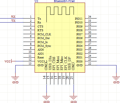 Schema de cablage du module Bluetooth Uart